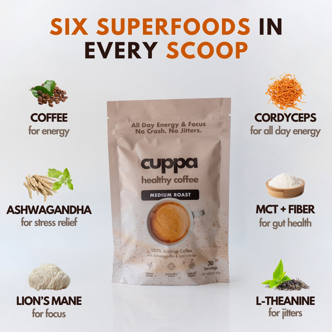 Cuppa Medium Roast Mushroom Coffee 30 Servings